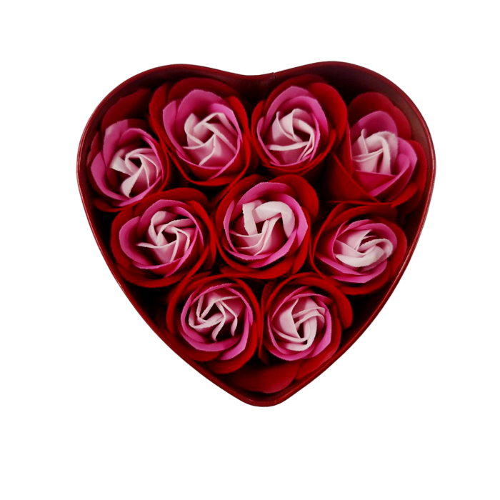 Подарочный набор Мыльные розы для ванны в форме сердца, 9 штук - 
